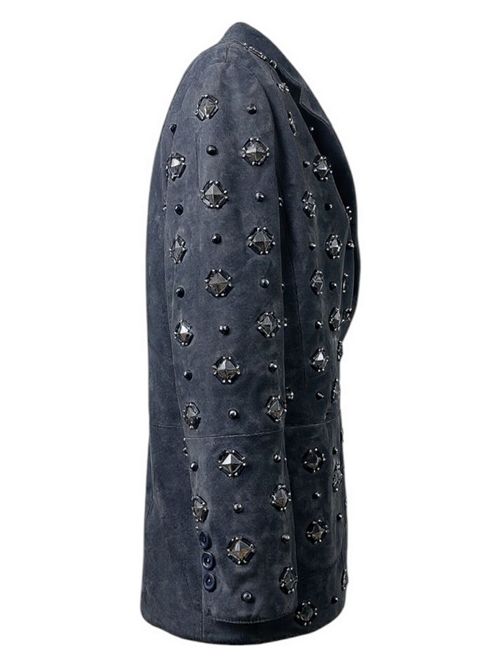 blazer donna in camoscio grigio con applicazioni Sword | 8370-GALAXY SUEDEC152